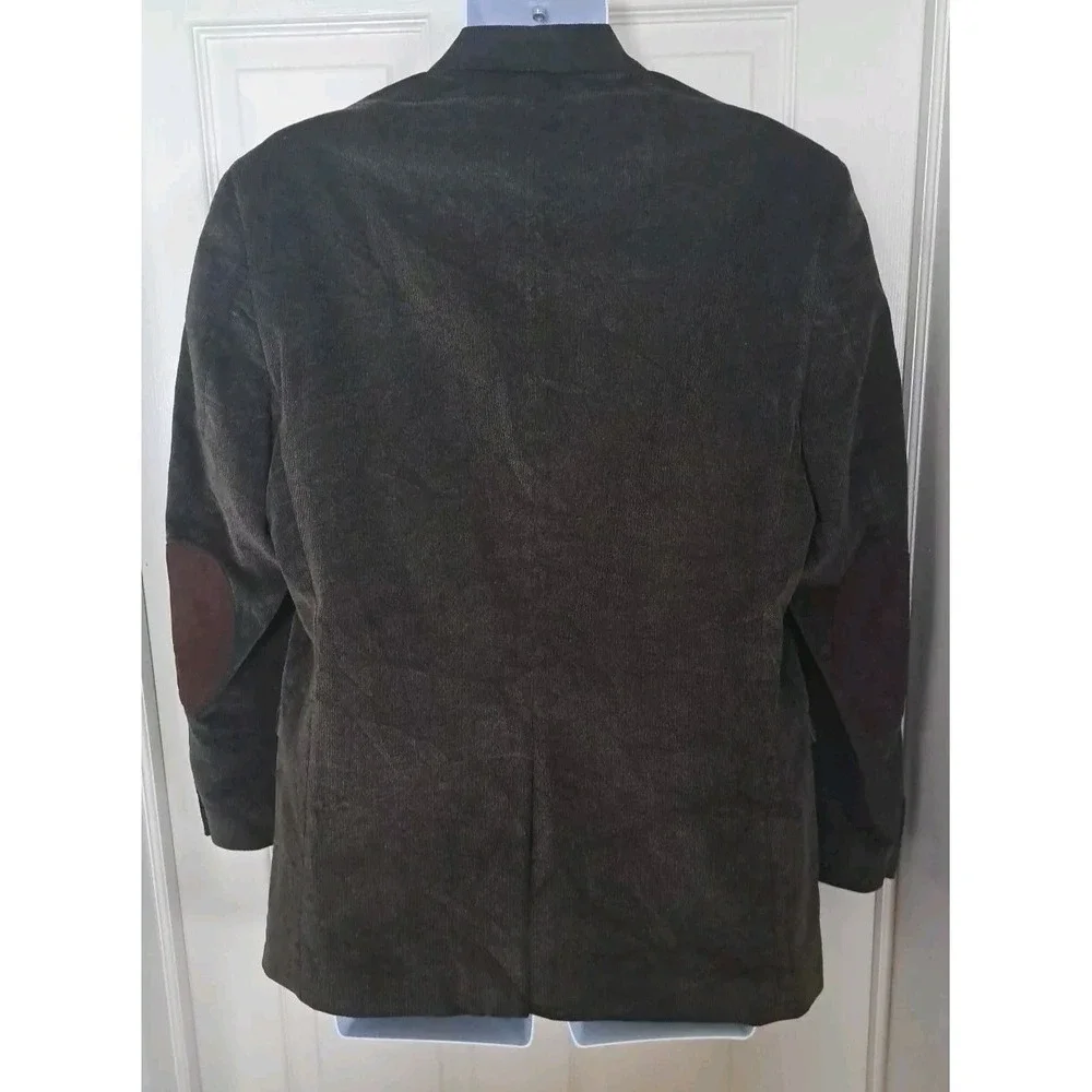 Chaps Mens Size 42R Blazer Dark Brown Corduroy Elbow Patches Sport Coat Preppy‎